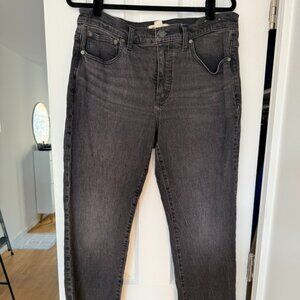 Madewell Black Wash High-Rise Straight Leg Ankle Jeans